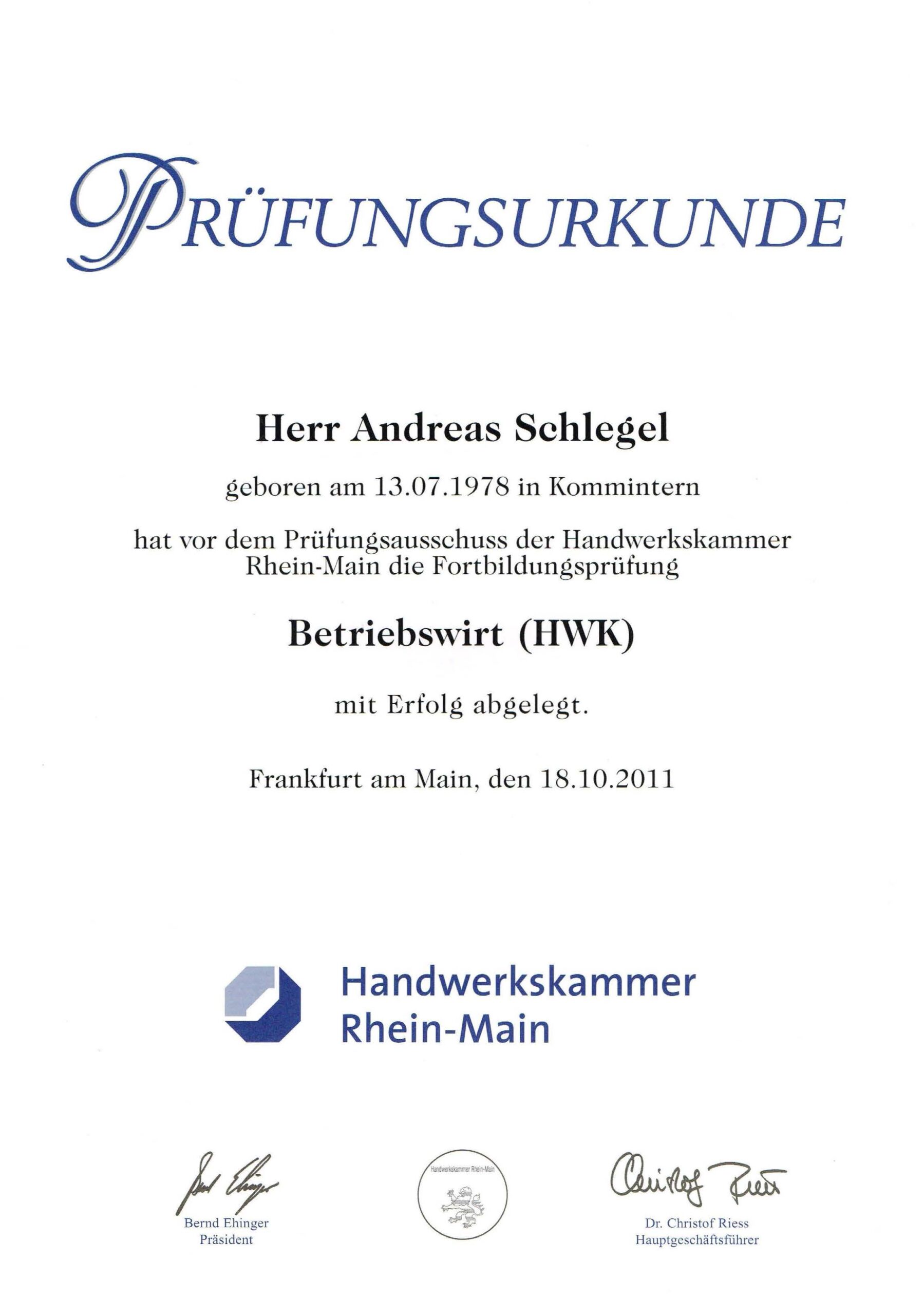 Prüfungsurkunde